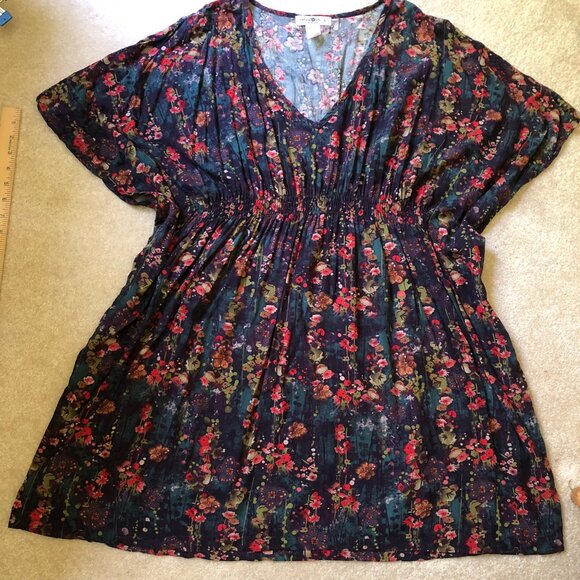 Natural Life Sanibel kaftan cover-up L Large floral relaxed dress kimono - Picture 6 of 9
